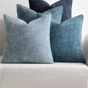 Gioia Casa 4-Pack Chenille Grid Cushion Covers 45cm x 45cm - Mixed Blue