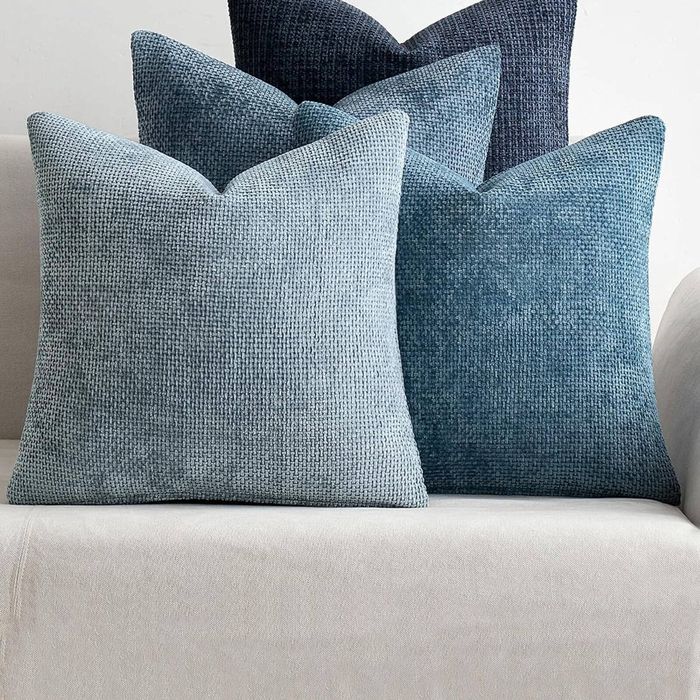 Gioia Casa 4-Pack Chenille Grid Cushion Covers 45cm x 45cm - Mixed Blue