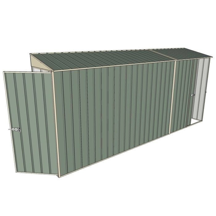 Build-a-Shed 0.8 x 4.5 x 2m Hinged Door Tunnel Shed With Single Sliding Side Door - Green