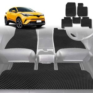 6D Diamond Car Floor Mats for Toyota C-HR 2017-2023-Full Set-Black-Outback GT