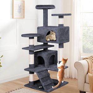 BEASTIE 134cm Cat Scratching Tree Tower Kitten House Grey