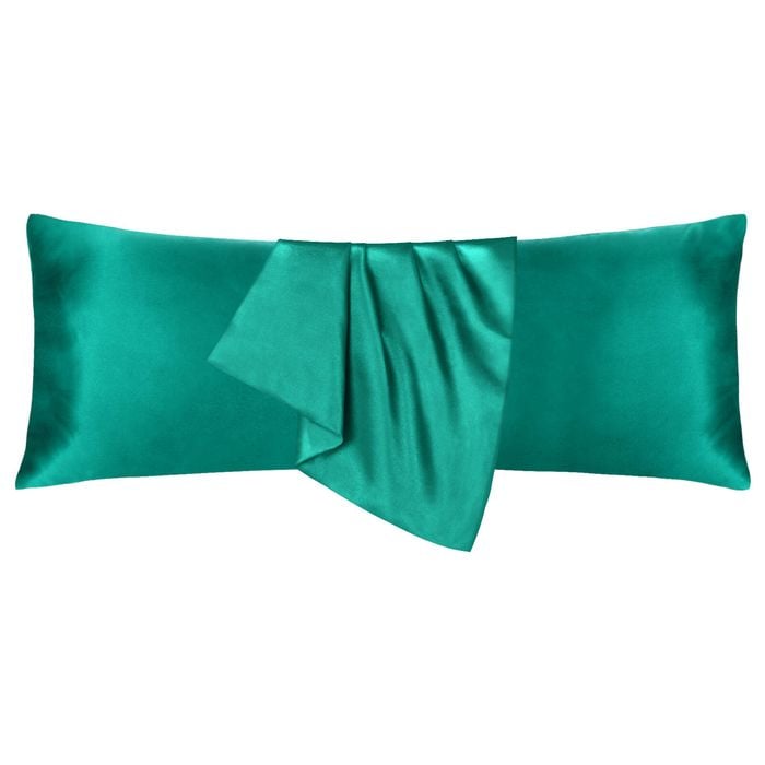 LINENOVA 2pcs Luxury Silk Satin Pillow Cases Pillowcase Cushion Covers - Body,Dark green
