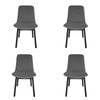 Pack of 4 | Cozy Upholstered Dining Chair | Black Legs - Grey Fabric