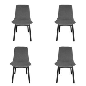 Pack of 4 | Cozy Upholstered Dining Chair | Black Legs - Grey Fabric