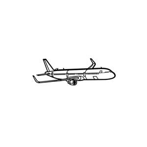 Ignite Laser Airbus A321neo - Next-Generation Single-Aisle Jet Silhouette Metal Wall Art Coated Black 15.7 inch - 40 cm