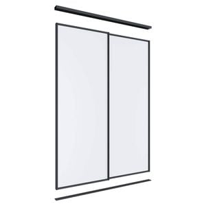 Lugna 2400 x 1201-1800mm Black Melamine Wardrobe Double Sliding Doors