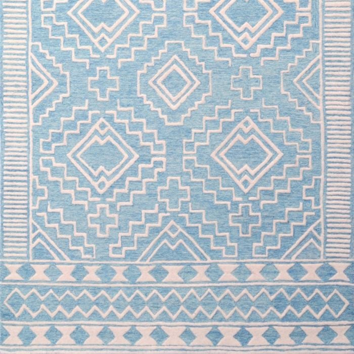 Modern Handmade Wool Rug - Steps 6207 - Aqua/white - 110x160cm