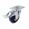 Easyroll 100mm 150kg Blue Elastic Rubber Swivel Plate Castor With Brake