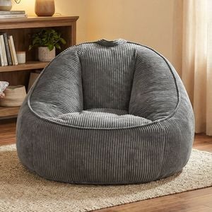 Advwin Bean Bag Chair Corduroy Lazy Sofa Lougne Seat Grey