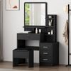 Alfordson Dressing Table Stool Set Makeup Mirror Black