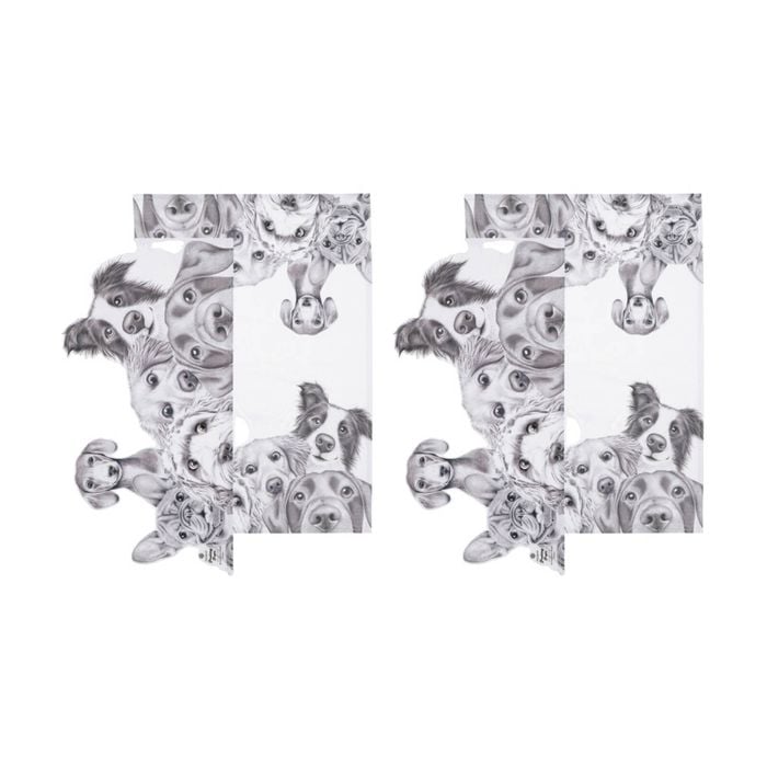 2x 2pc Ashdene Peeking Pups Kitchen Tea Dog Puppy Towels Animal Art