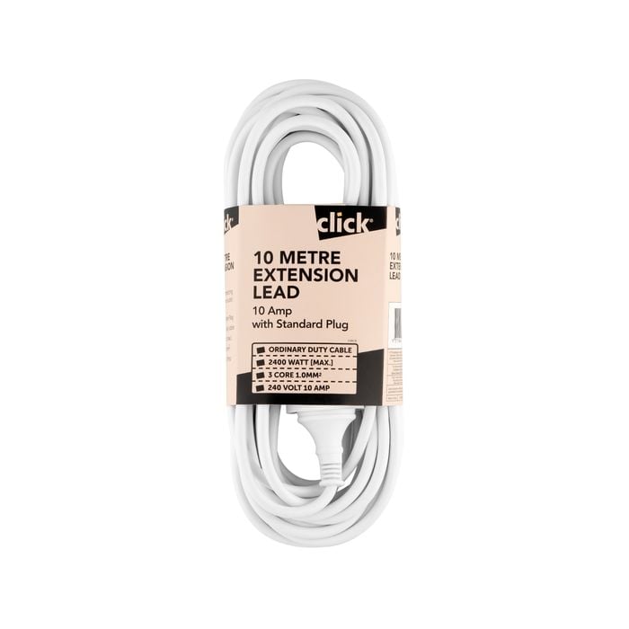Click White Extension Lead - 10m