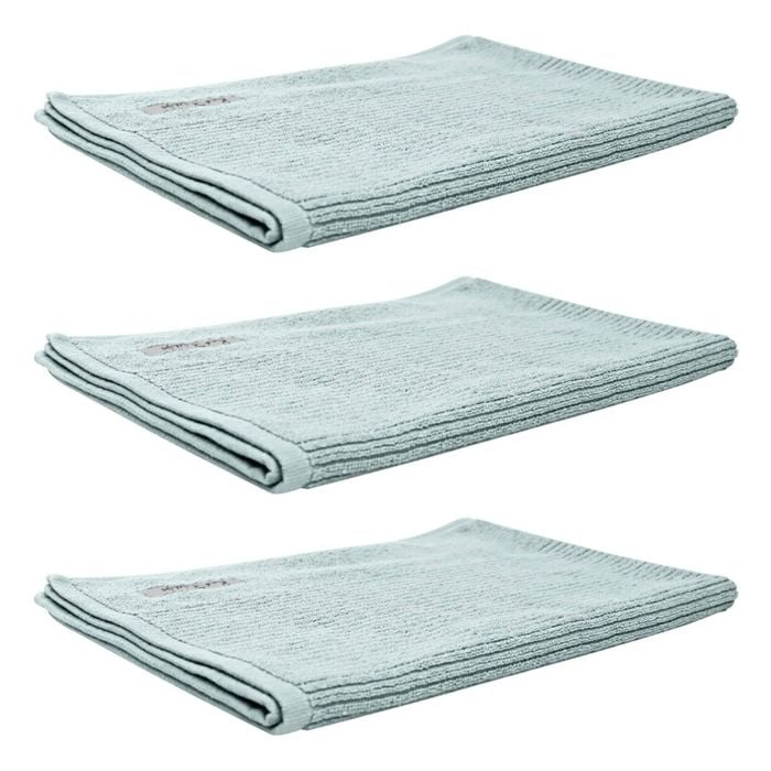 3x Bas Phillips Cairo Ribbed Towel Collection Cotton Bath Mat 78x48cm Aqua Ice