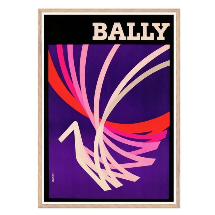 Galrie Bally Vintage Art Deco Poster Elegant Abstract Artwork for Home Decor, Wood Frame, 70 x 100cm (28 x 40inch)