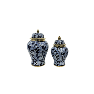 Elegant Collections Blue Lucy Ceramic Urn Set of 2