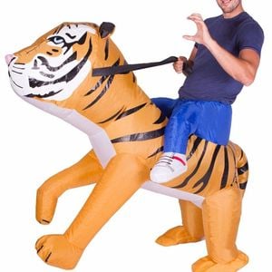 Inflatable Piggyback Ride On Tiger Adults Costume - One Size