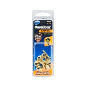 Zenith SureHook 25kg Brass Plated Masonry Picture Hanger 2pk