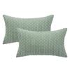Catzon 2 Pcs Throw Pillow Covers Soft Striped Corduroy Cushion Case for Couch 30X50cm-Bean Green