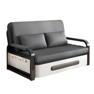 TOPONE Modern Sofa Bed with Wood Frame - Storage Included - Free Pillows - Black