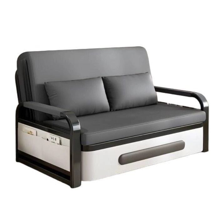 TOPONE Modern Sofa Bed with Wood Frame - Storage Included - Free Pillows - Black