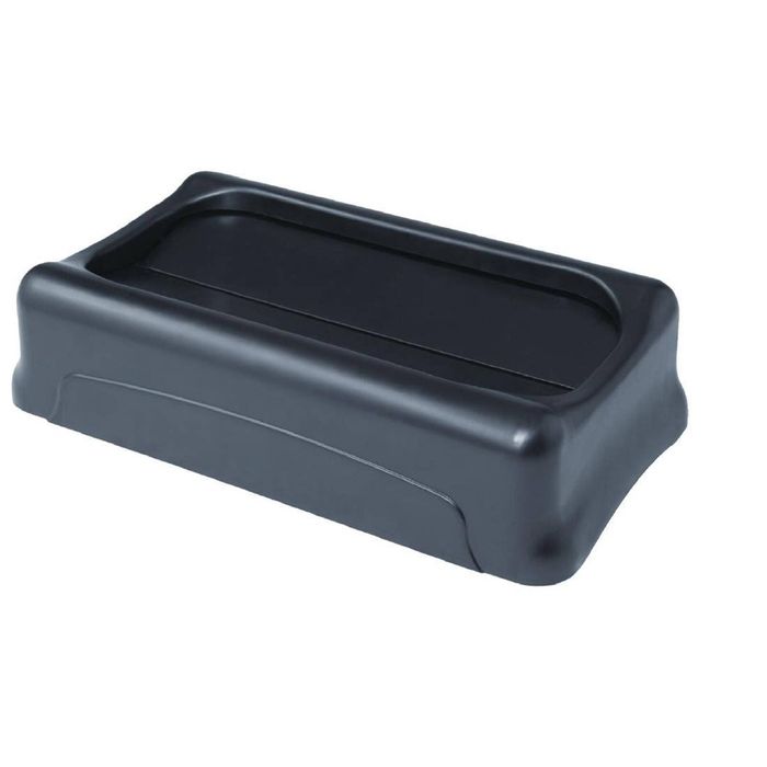 Rubbermaid Slim Jim Trash Can Swing Top Lid Rectangular Plastic Black 20.5 X 11.4 X 5 Inch