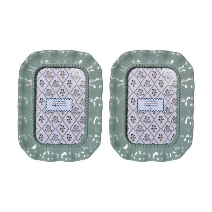 2x Urban Products Isla Blue Decorative Floral Photo Frame 4x6inch