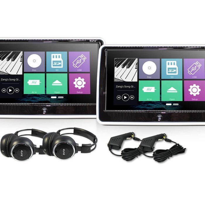 Elinz 2x 10.1" TFT Touch Screen Active Headrest Car DVD Player Slim Full HD 1080P Games