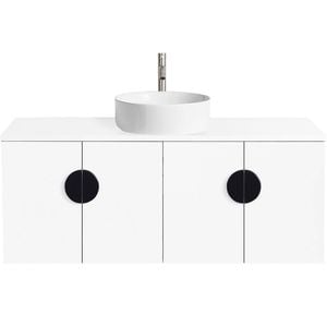 CIBO 1200mm White Mornington Wall Hung Vanity With White Basin And Black Handles