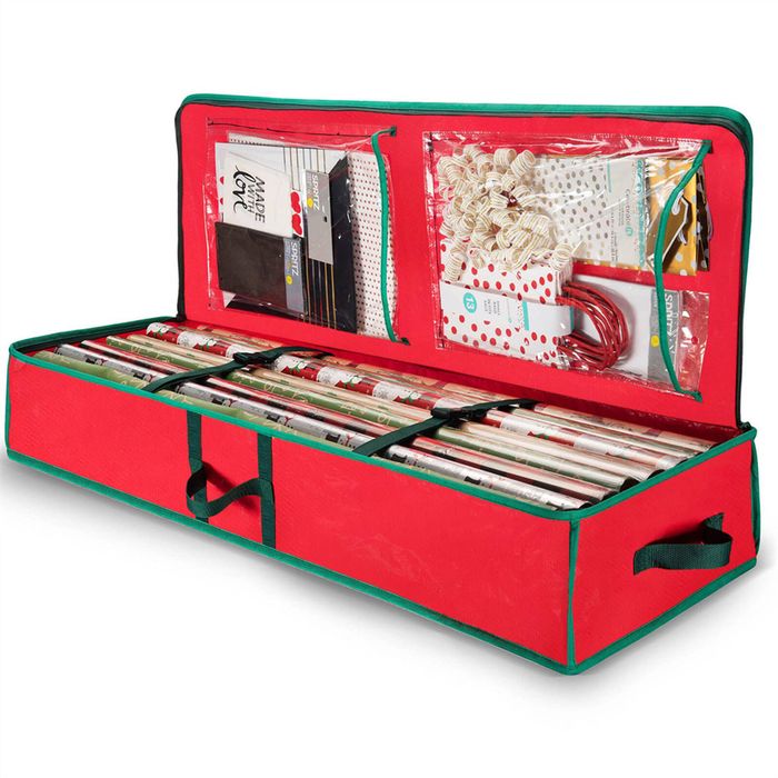 Catzon Premium Wrapping Paper Storage Container Gift Wrap Storage Bag-Red
