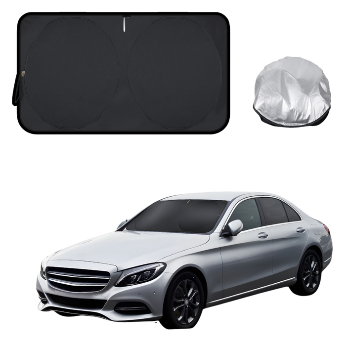 Front Windscreen Sun Shade for Mercedes-Benz C-class 2015 - 2021 Coupe/Cabriolet (W205) - Standard 150 x 85 cm - Black