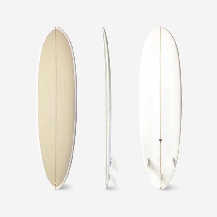 Decathlon - Hybrid Resin Surfboard 7’ 49l With 3 Fins - Beige - 7'
