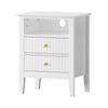Oikiture Bedside Table Nightstand 2 Drawer with Shelf White