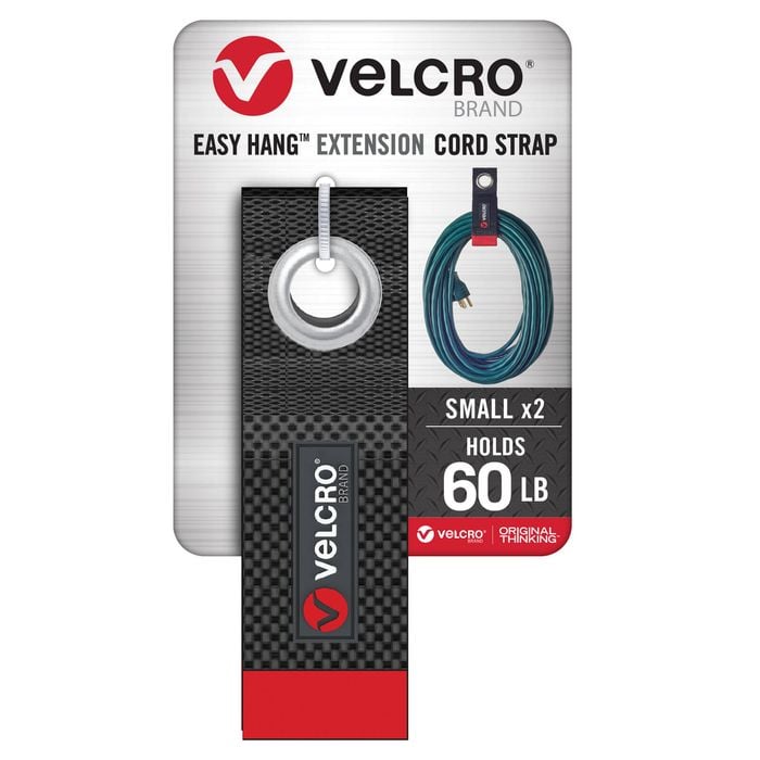 VELCRO Brand 38cm x 25mm Black Easy-Hang Extension Cord Strap VL30747 - 2 Pack