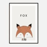Galrie Charming Modern Minimalist Fox Art Print for Home Decor, Black Frame, 70 x 100cm (28 x 40inch)