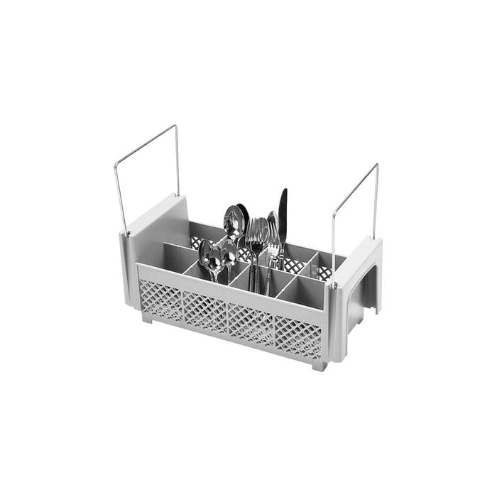 Cambro CamRack Flatware Cutlery Basket With Handle 8-Compartment Grey 433x197x184mm
