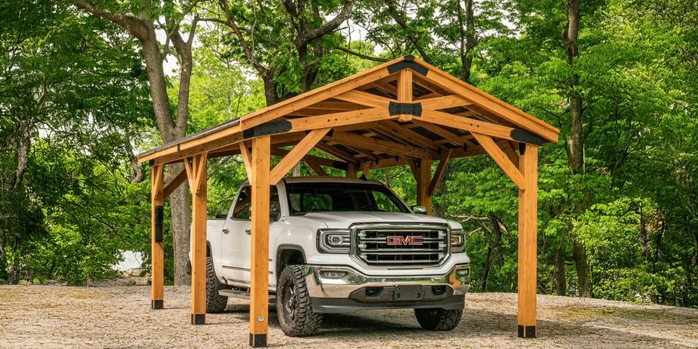 Backyard Discovery Norwood 6.1m x 3.7m Cedar Wood Outdoor Patio Gazebo with Hardtop Galvanised Steel Peak Roof and PowerPort