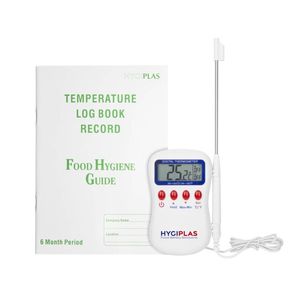 Hygiplas Multistem Thermometer with Temperature Log Book Kitchen Catering Food Temperature Measurement Tool