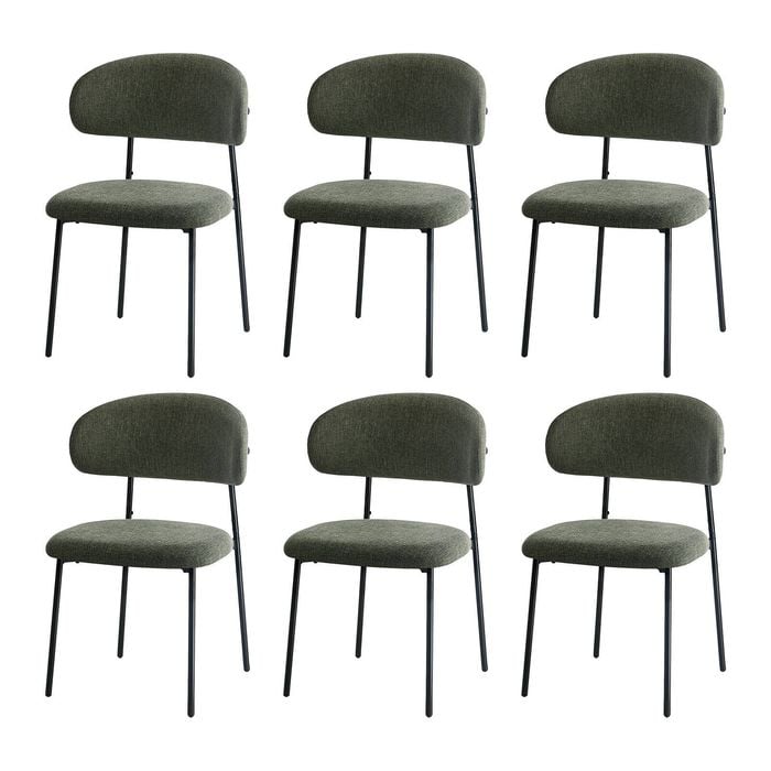Oikiture 6x Dining Chairs Kitchen Lounge Seat Linen Fabric Accent Chair Green