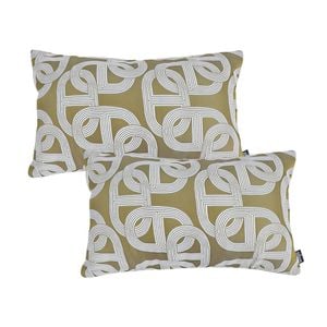 SOGA 2X 35cm Artistic Olive Green White Geometric Pattern Throw Pillow