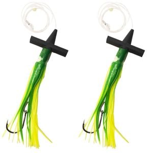 2PK Sea Pro Skirt Teaser Rigged Offshore Trolling Fishing Teaser 9 In - Green