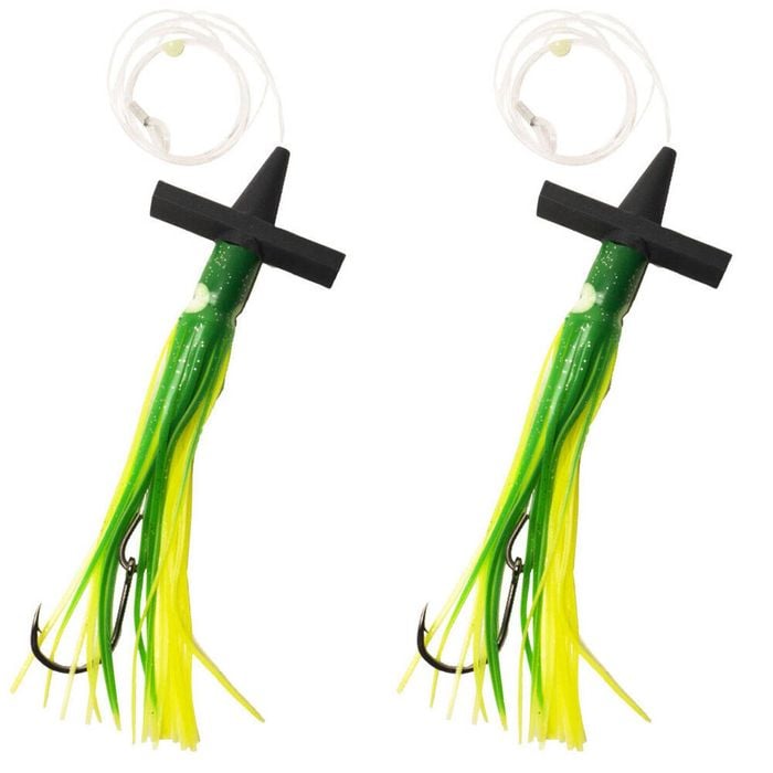2PK Sea Pro Skirt Teaser Rigged Offshore Trolling Fishing Teaser 9 In - Green