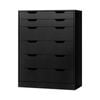 Oikiture 6 Chest of Drawers Tallboy Dresser Black