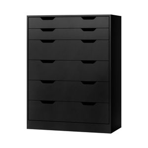 Oikiture 6 Chest of Drawers Tallboy Dresser Black