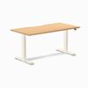 Desky Dual Scalloped Melamine Sit Stand Desk Wheat Frame 150cm