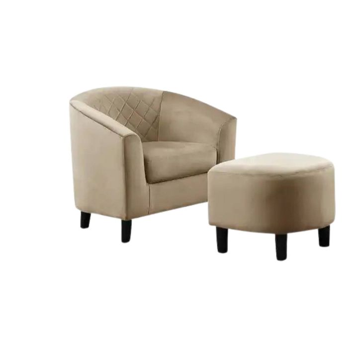 Cambia Tub Chair with Ottoman Velvet - Light Brown