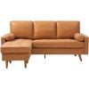 Coogee L-Shape Faux Leather Sofa - Brown