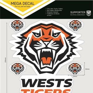 NRL Mega Decal - West Tigers - Car Sticker 250mm - New Club Logo
