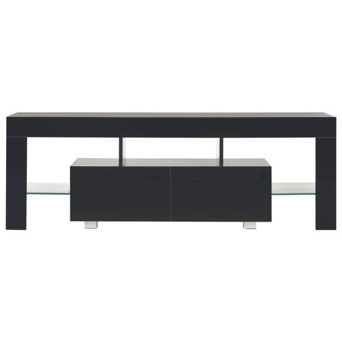 vidaXL TV with LED Lights High Gloss Black Media Entertainment