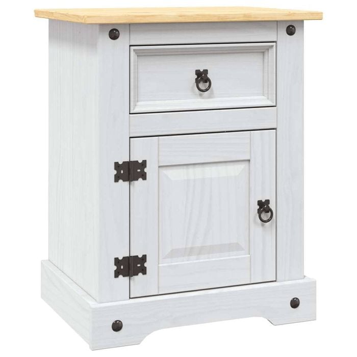 vidaXL Bedside Cabinet Side Table Nightstand White Mexican Pine Corona Range