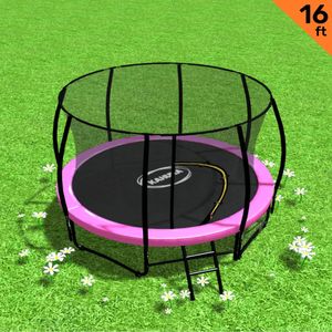 Kahuna 16ft Heavy Duty Round Trampoline with Inner Safety Net Enclosure & UV Spring Cover Outdoor Kids Pink